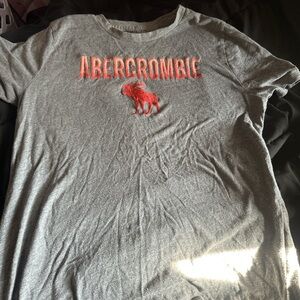 Abercrombie & Fitch Gray Tee with Red Logo